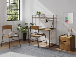Home Office Linha Minimalista com 1 Escrivaninha, 2 Cadeiras  e um Gaveteiro